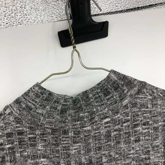 Warehouse one marled grey ribbed knit sleeveless turtleneck ruched sides - Picture 6 of 13